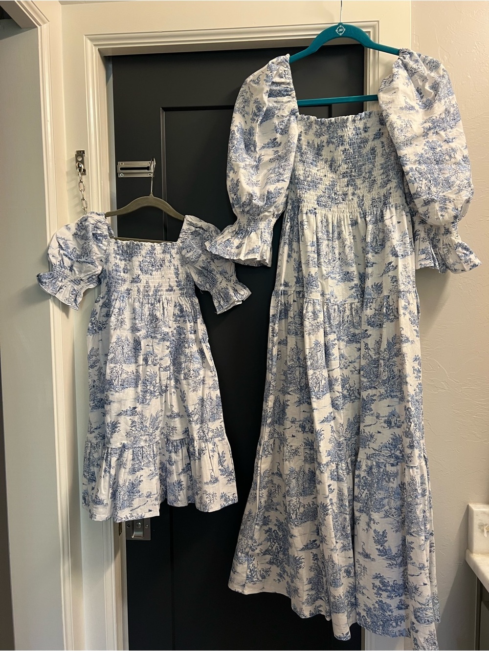 Blue and White Toile Hana and Kiko mommy and me maternity bundle